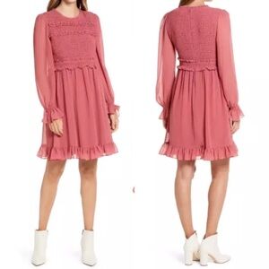 NEW Rachel Parcell Smocked Ruffle Dress Red Baroqu